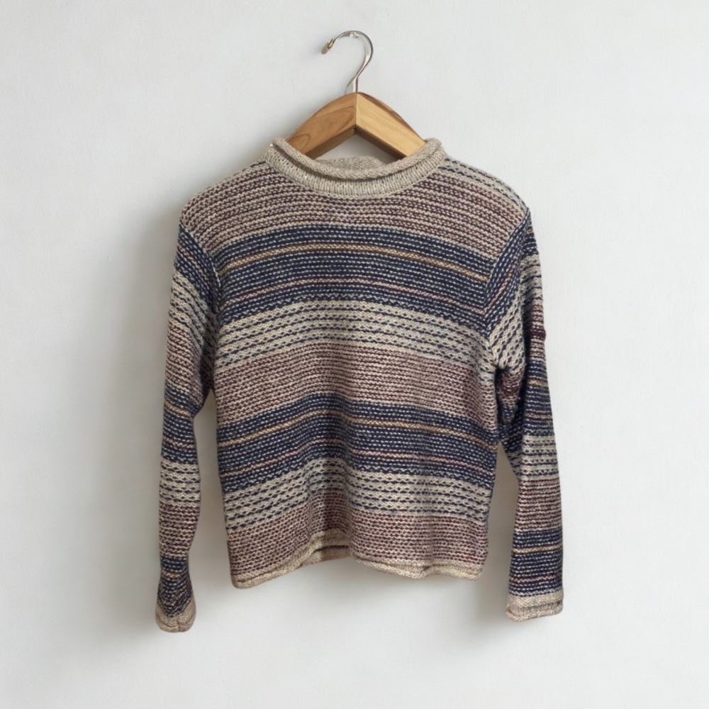 Vintage Women’s Striped Knit Stitch Crewneck Sweater Size Medium